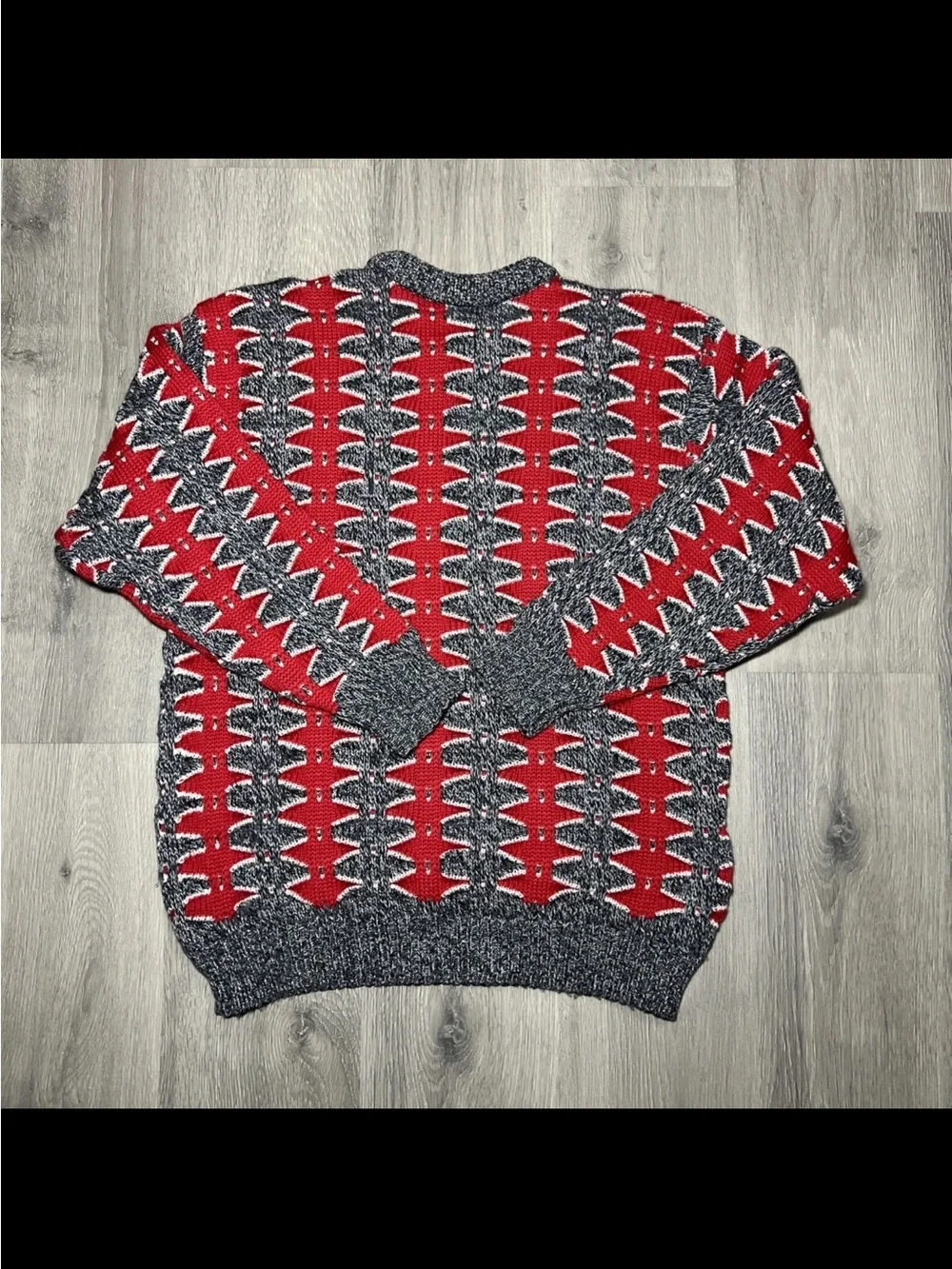 Men's Crewneck Sweater in Red and Gray